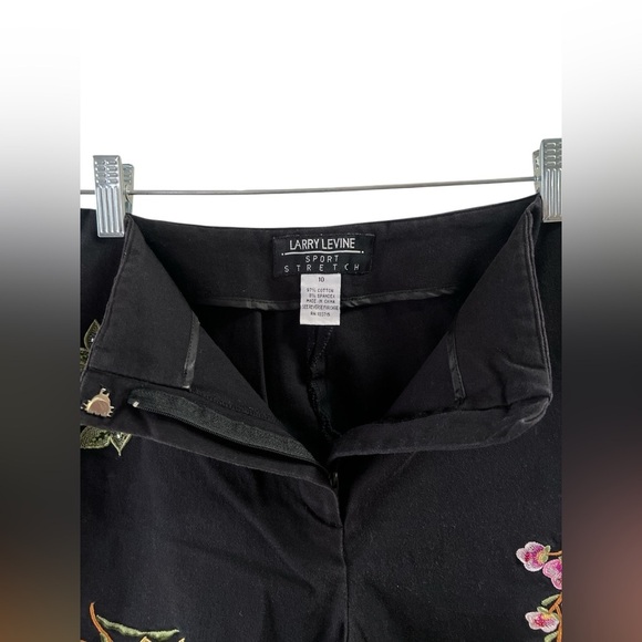 Vintage floral black sequin cropped straight leg pants - Picture 4 of 4